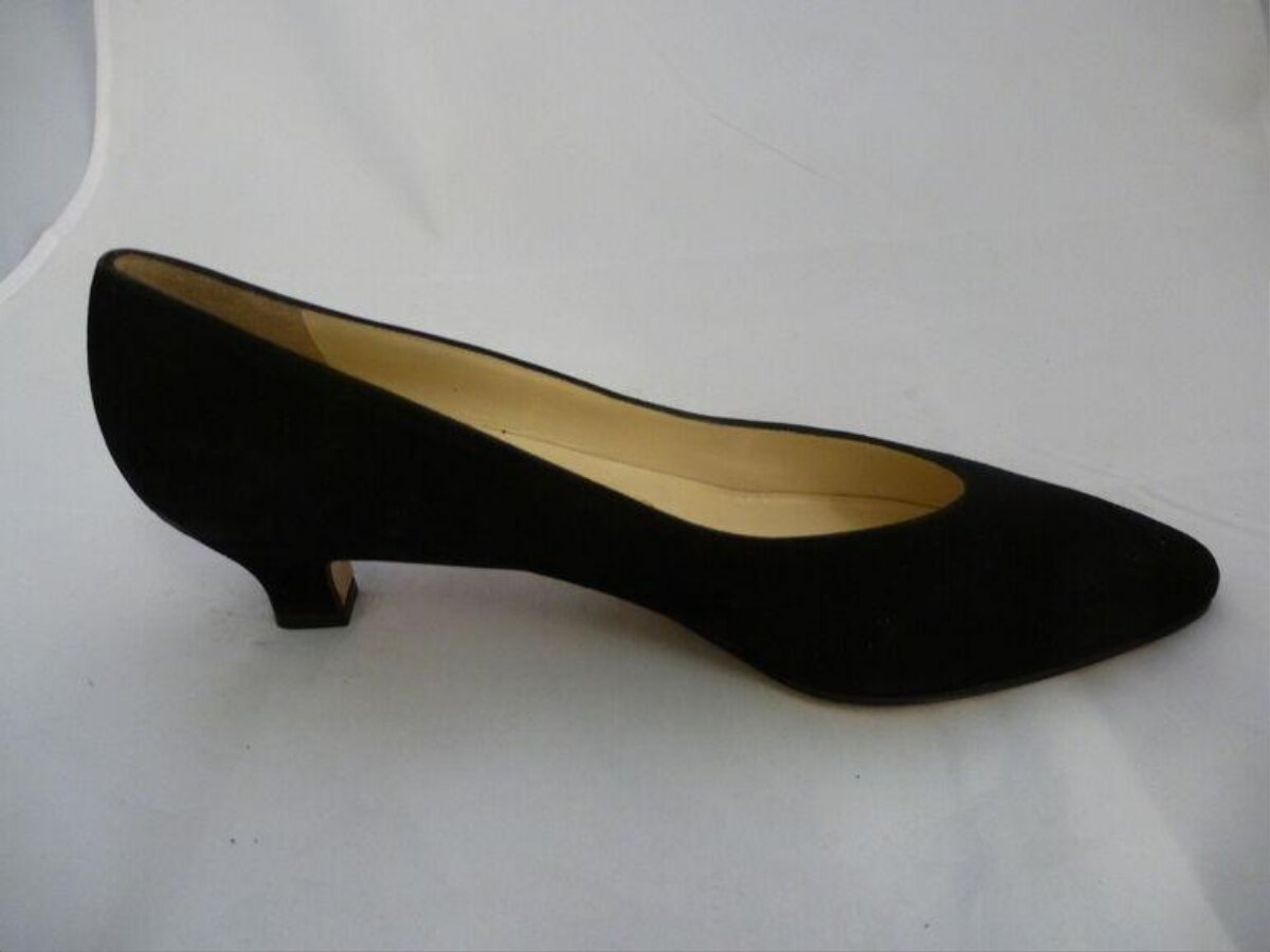 Black Suede Kitten Heel Pump