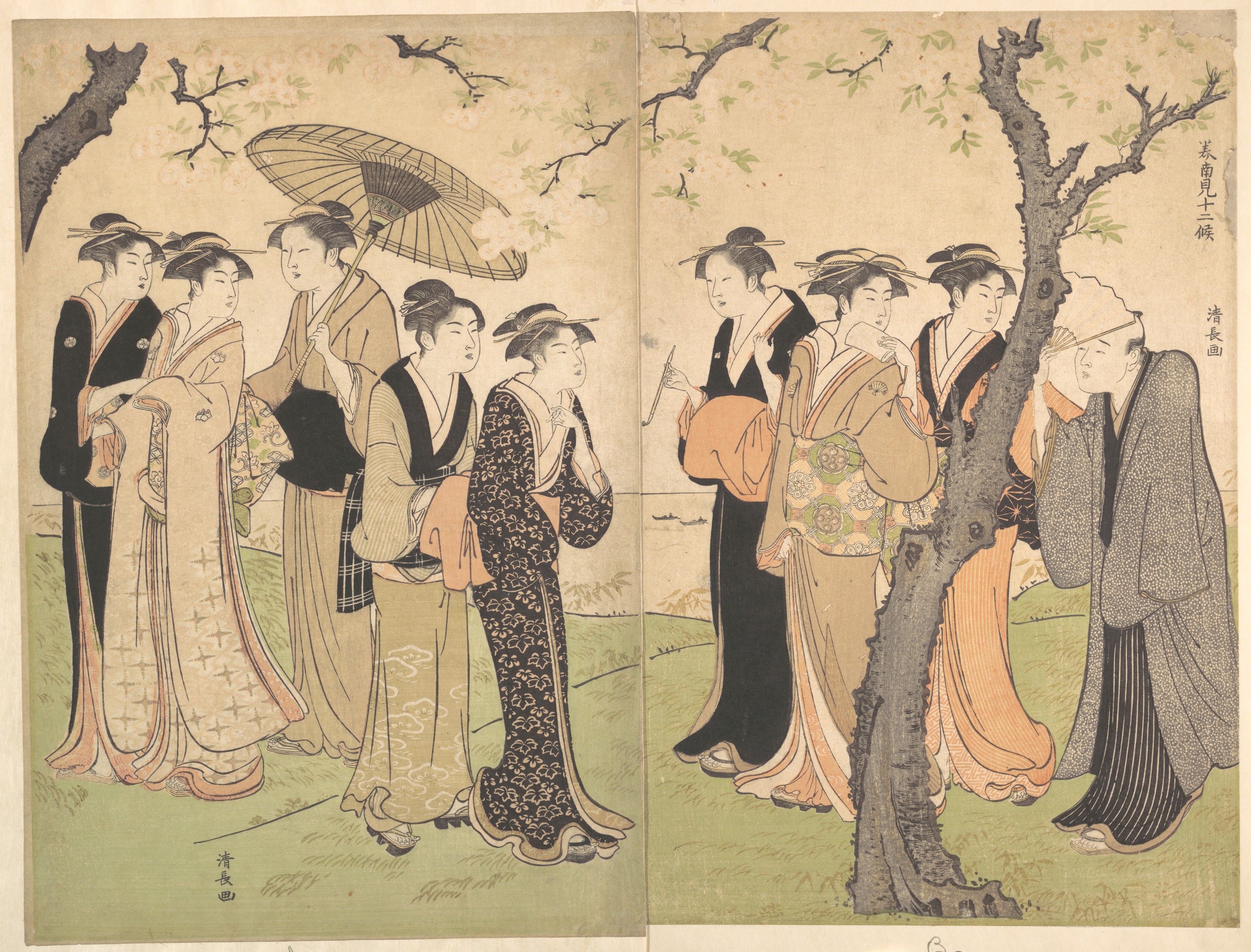 Japanese Cherry Blossom Viewing Ukiyo-e