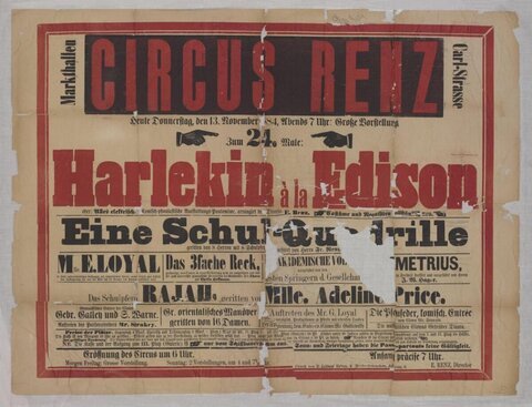 1884 Circus Renz Performance Poster