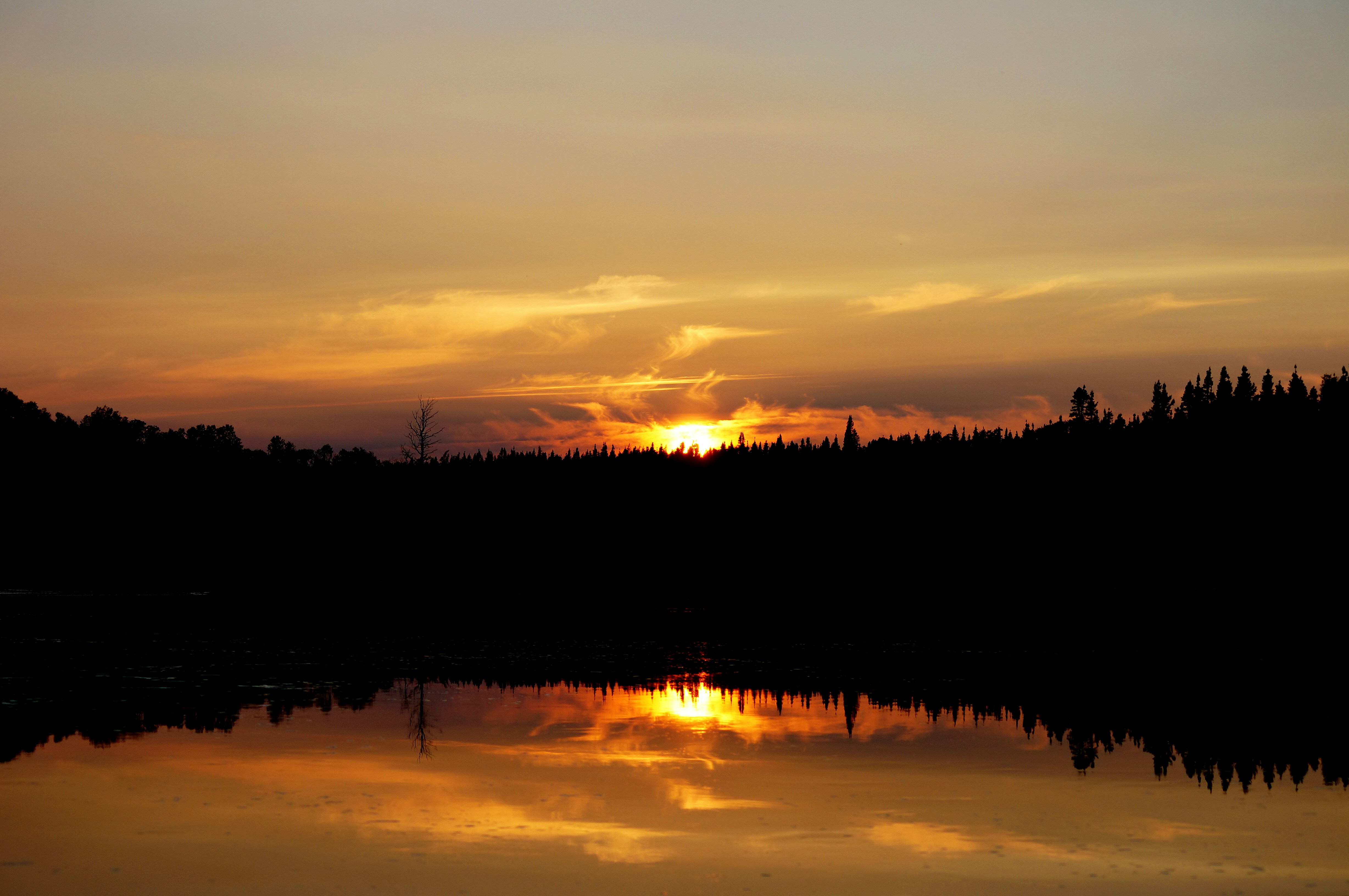 Sunset Over Forest Lake