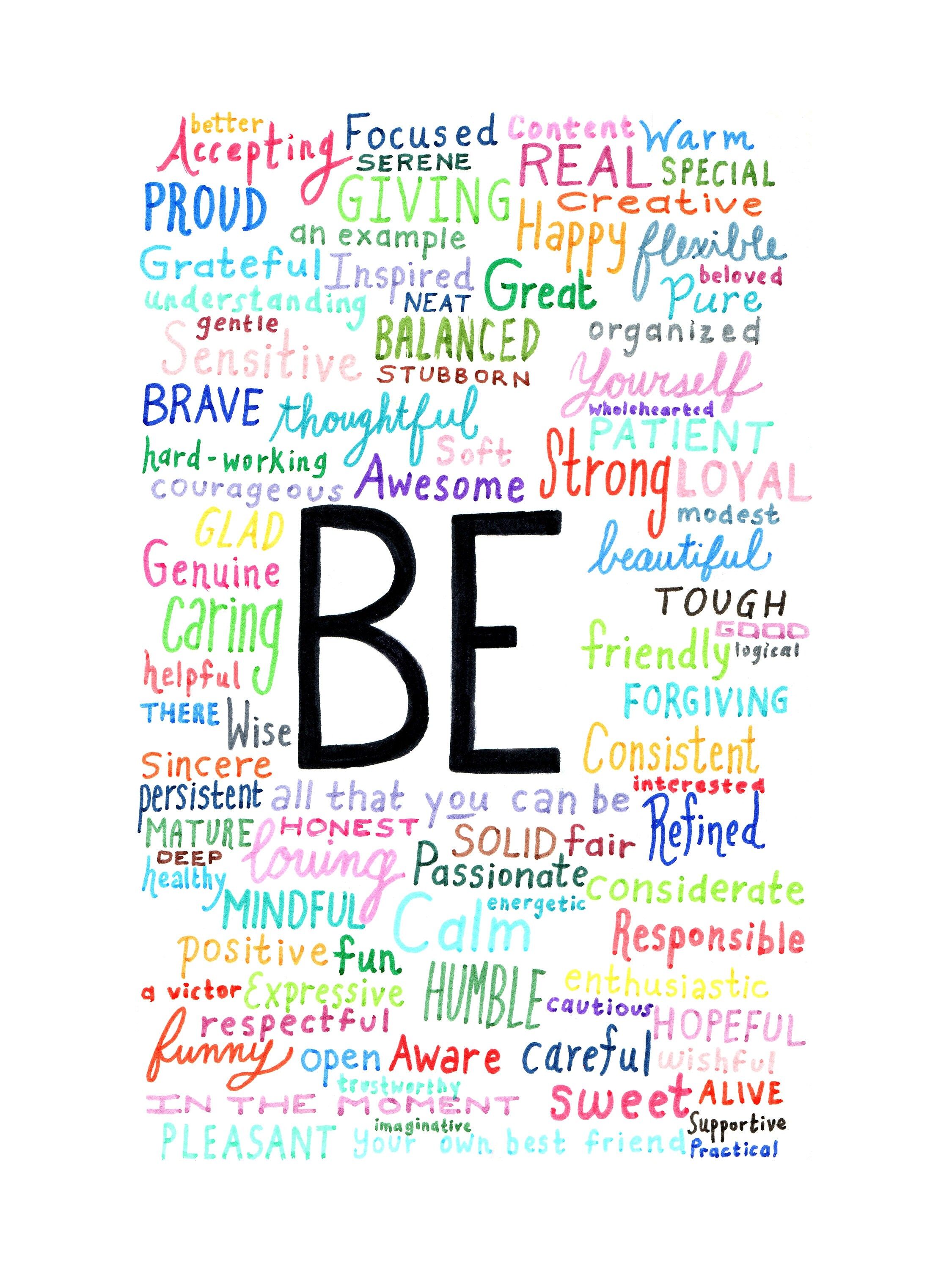 Be Positive Affirmation Word Art