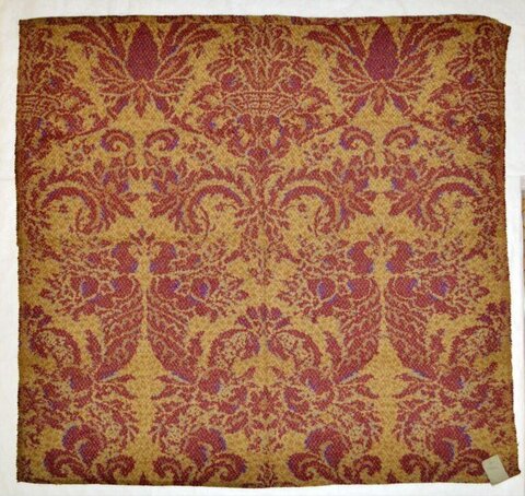 Red and Gold Damask Woven Textile
