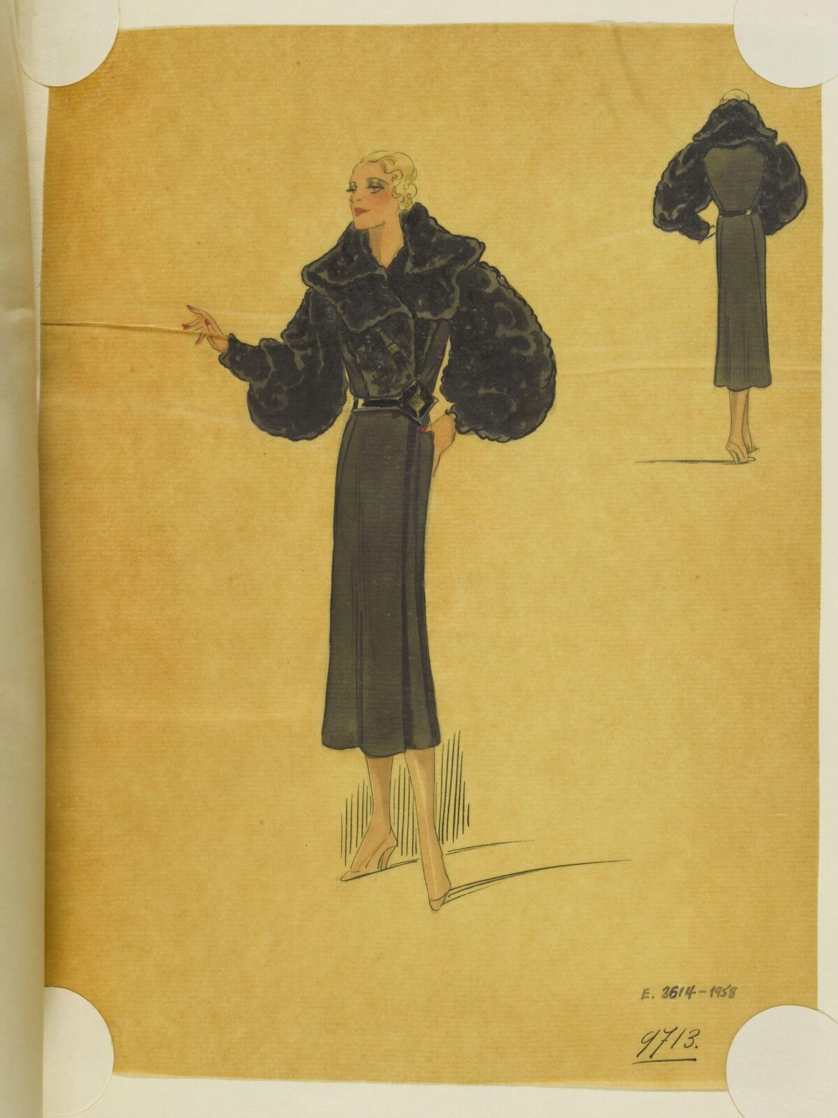 1930s Coat Dress Fashion Sketch