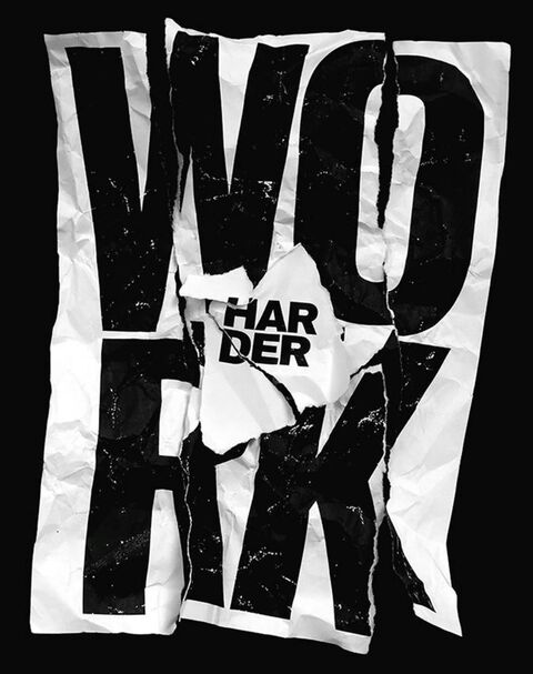 Torn Paper Work Harder Typography Poster