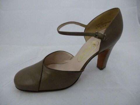 Taupe Ankle Strap High Heel Shoe