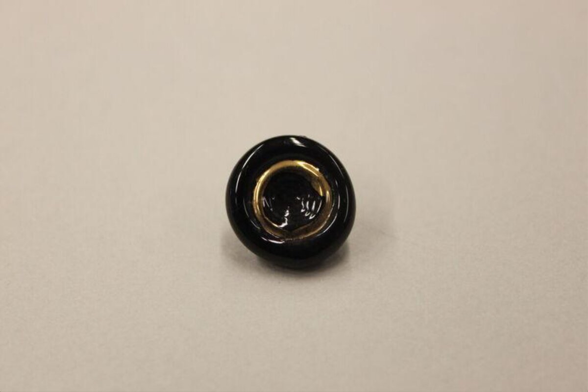 Black Round Button with Gold Inner Ring