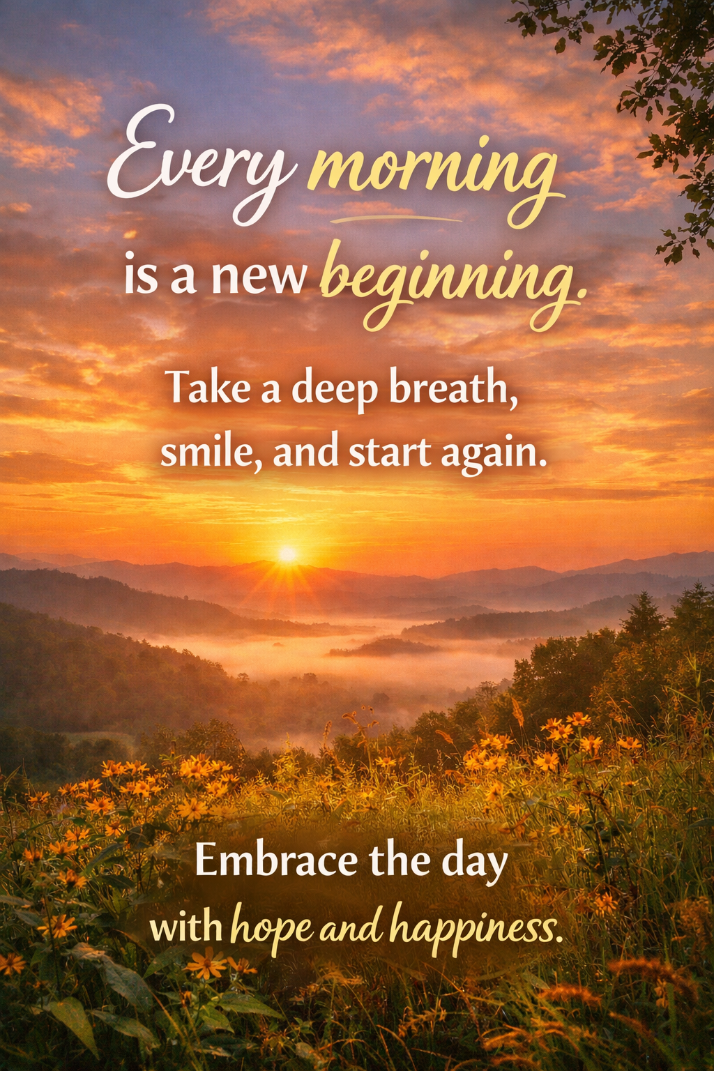 Inspirational Morning Quote Sunrise Landscape