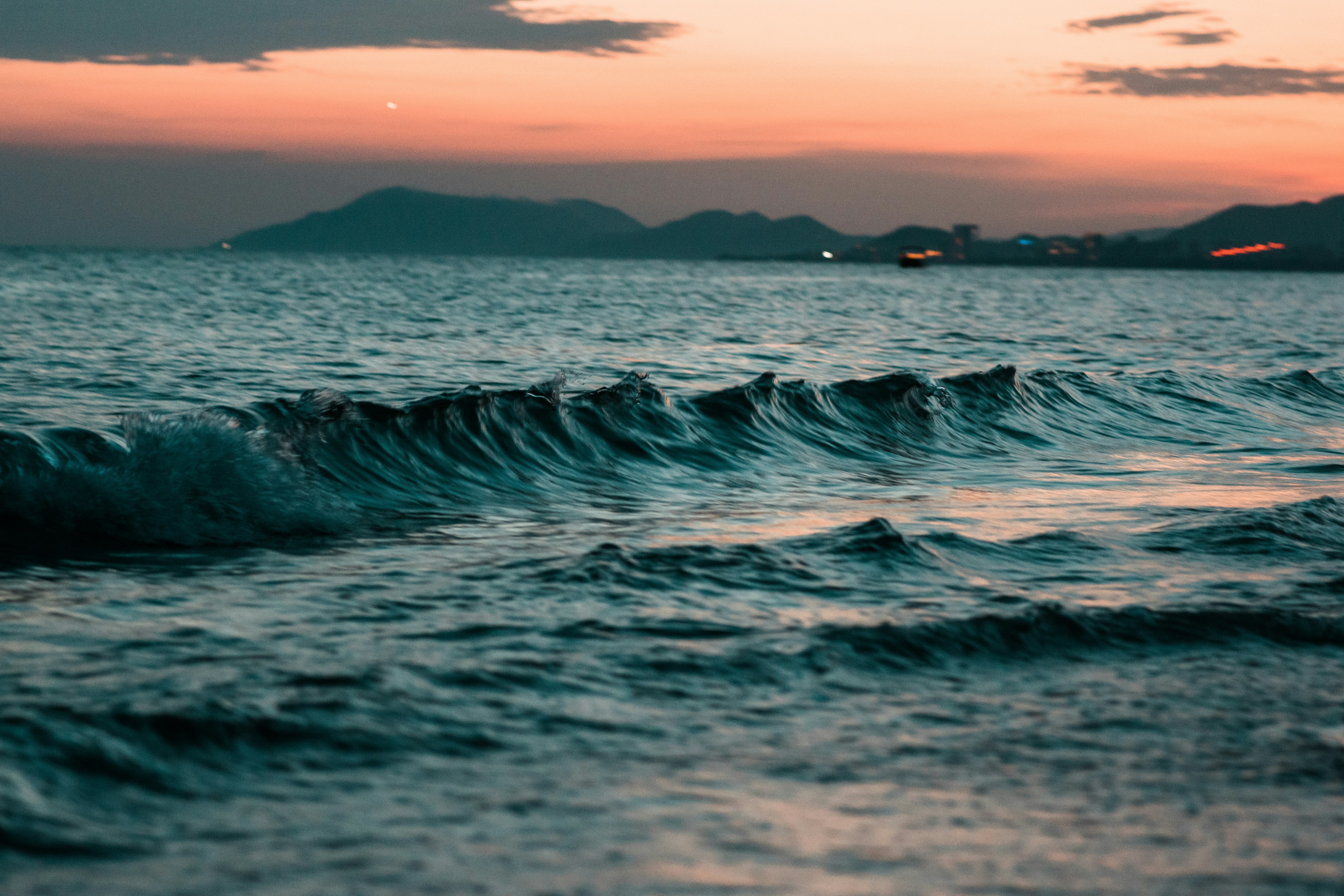 Coastal Sea Waves at Dusk