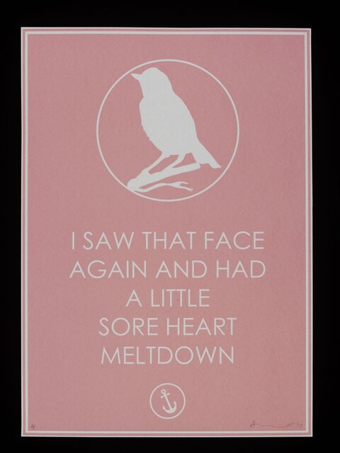 Pink Lyric Print with Bird Silhouette