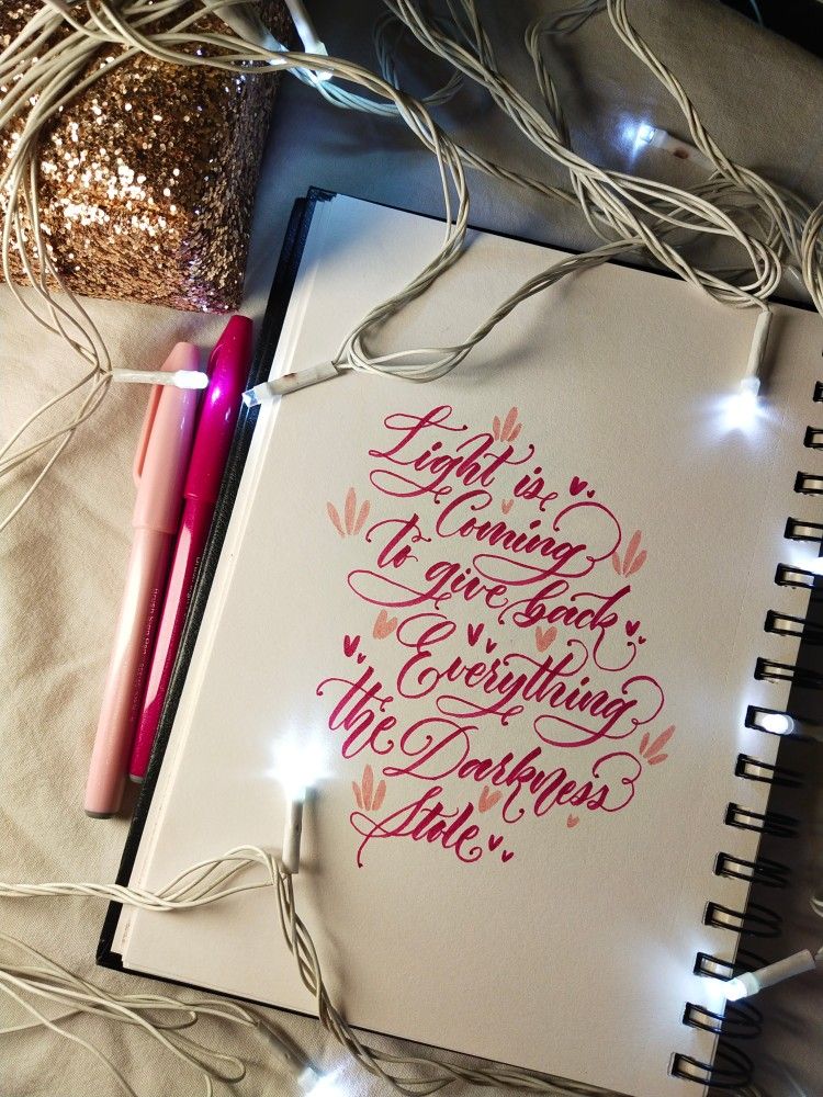 Hand Lettered Inspirational Quote in Notebook