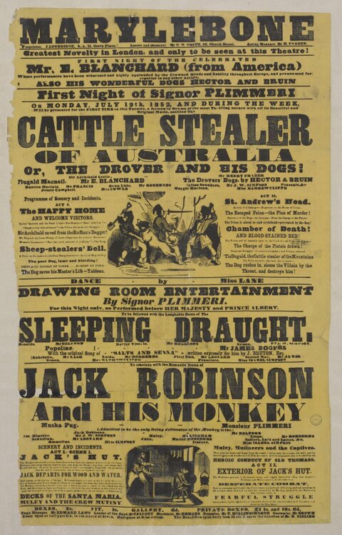 1852 Marylebone Theatre Playbill