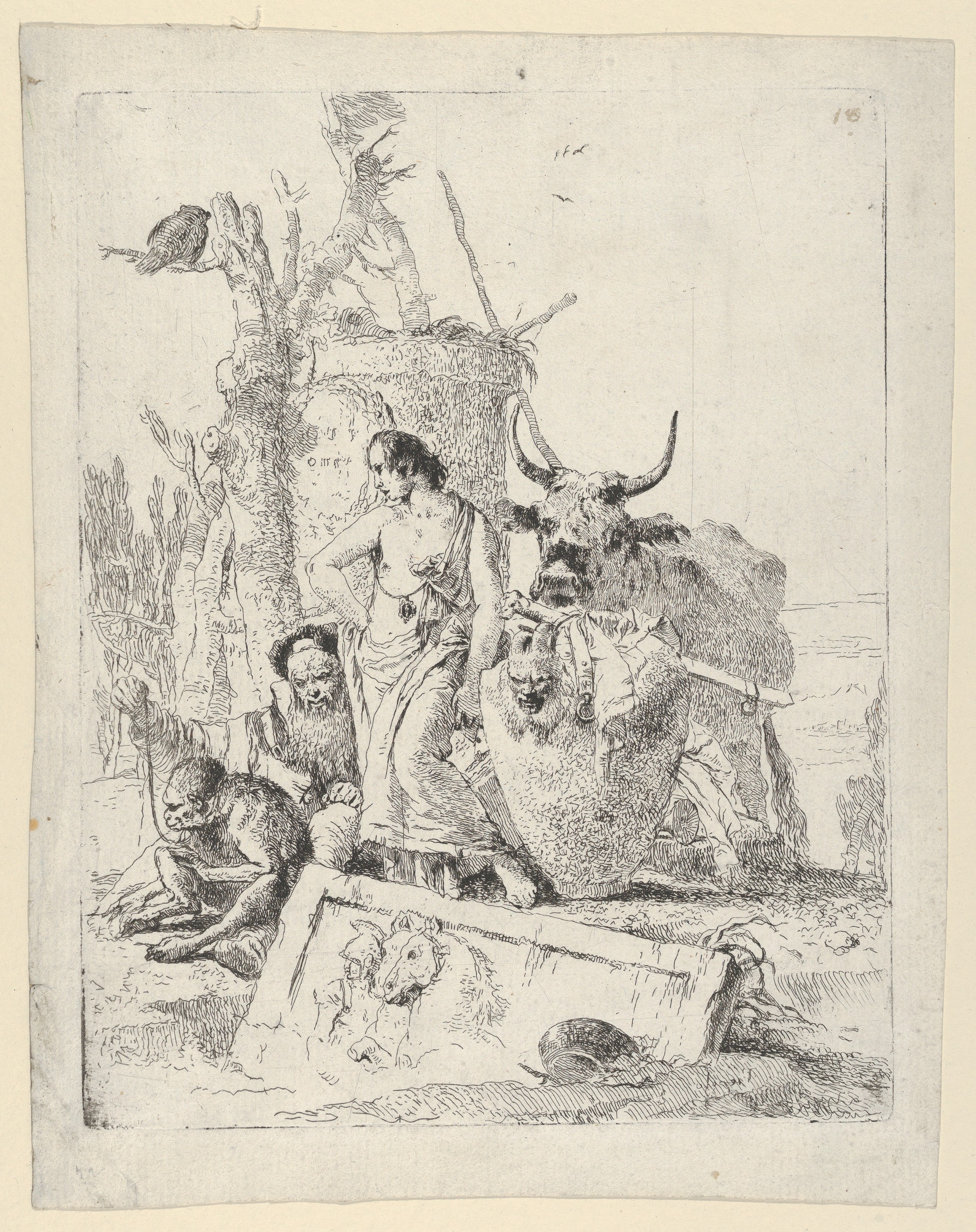 Mythological Figures and Animals Etching