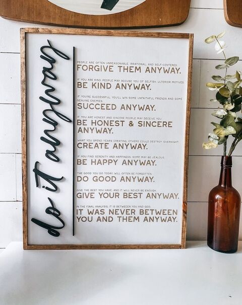 Do It Anyway Inspirational Framed Sign