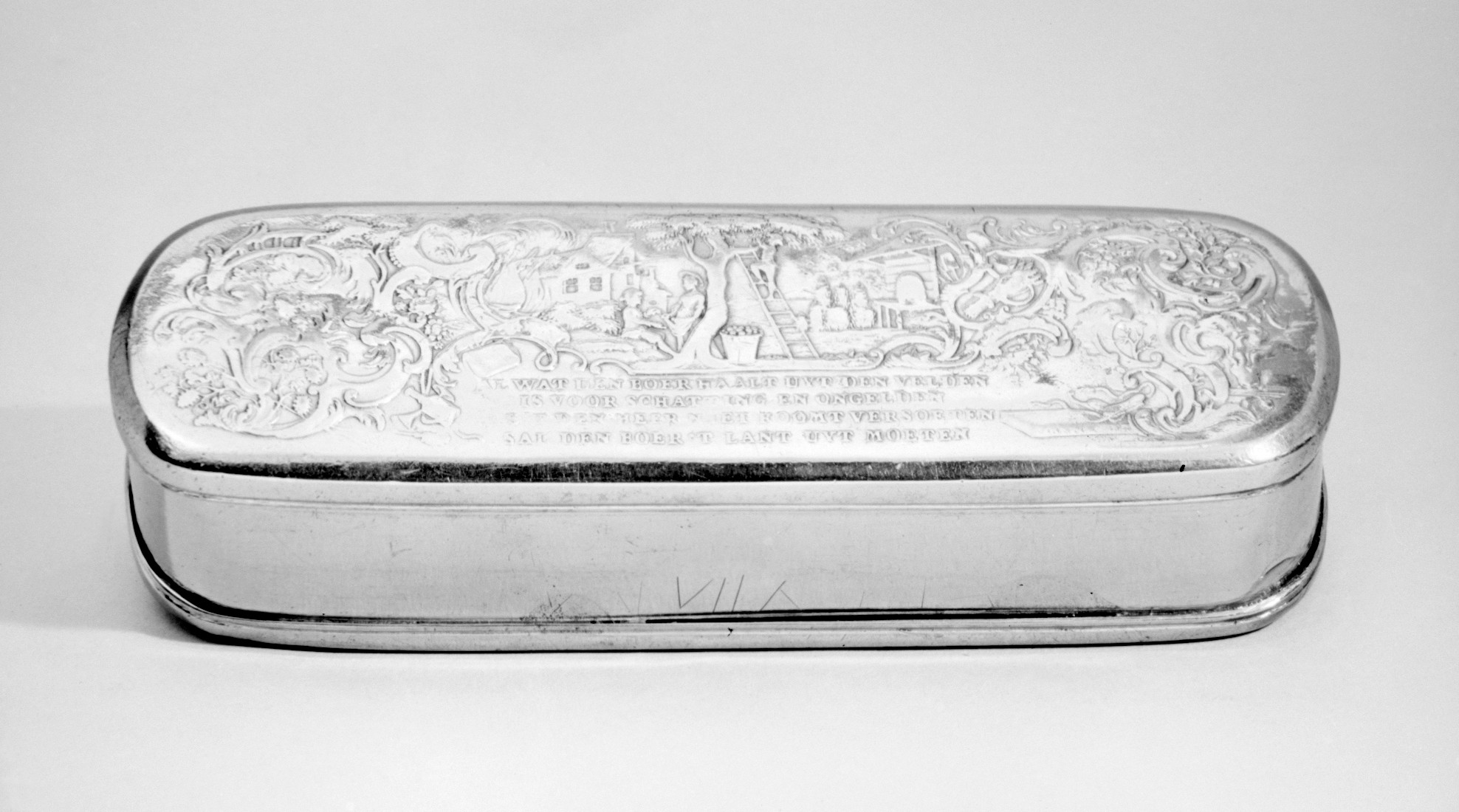 Vintage Engraved Silver Tobacco Box