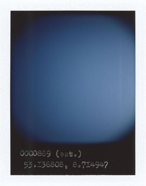 Blue Gradient Sky Polaroid with Coordinates