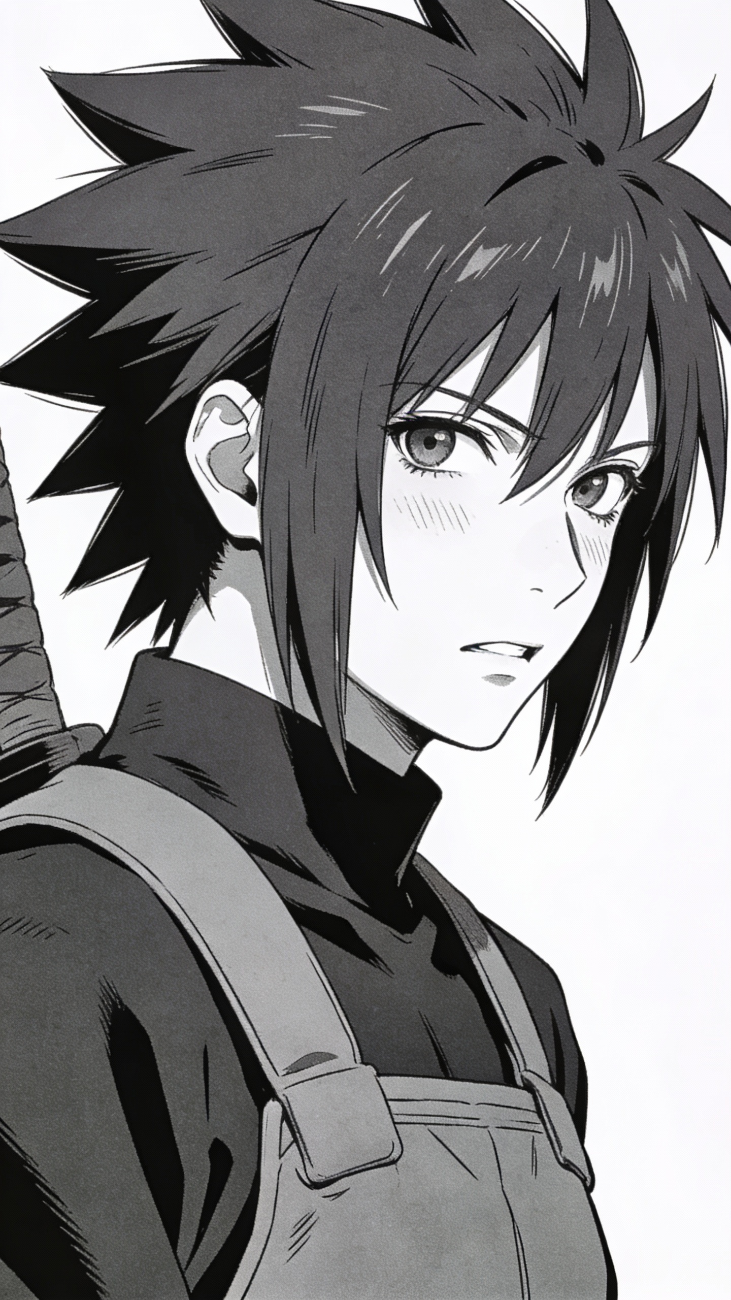 Black and White Manga Male Character Portrait