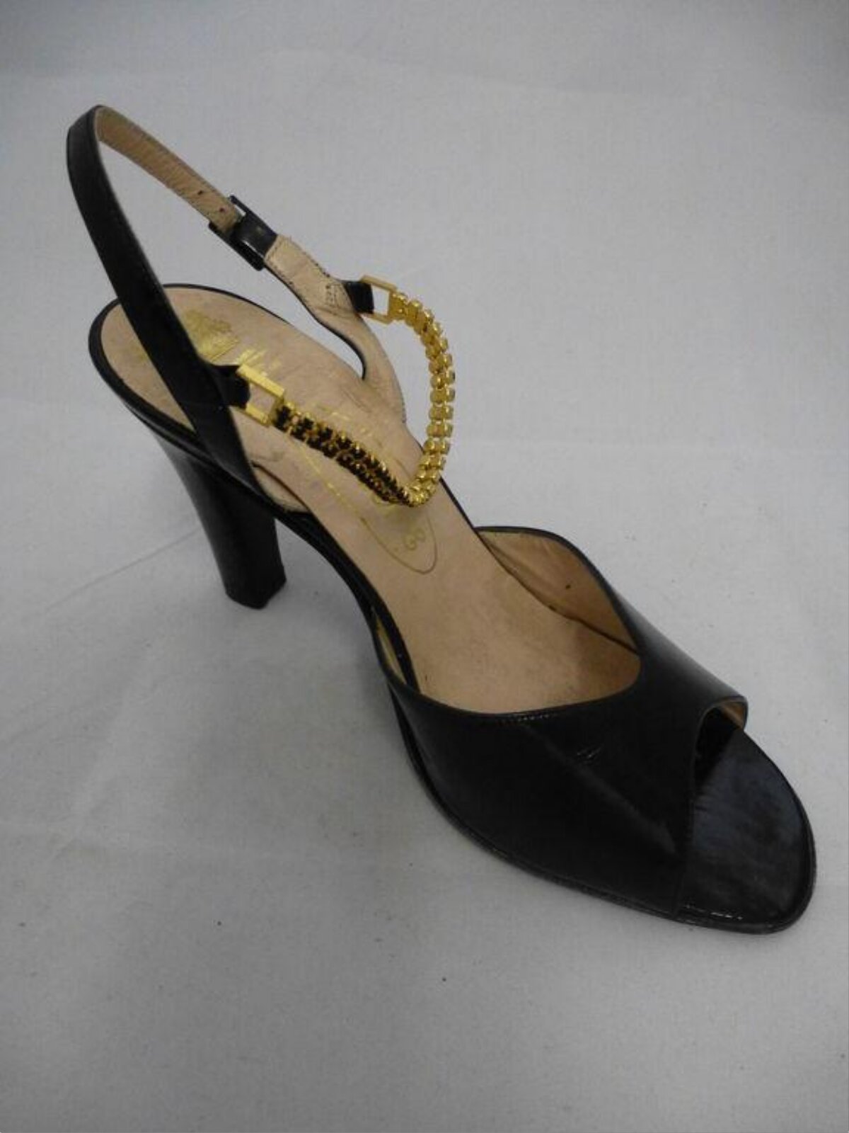 Black Peep-toe Slingback High Heel Sandal