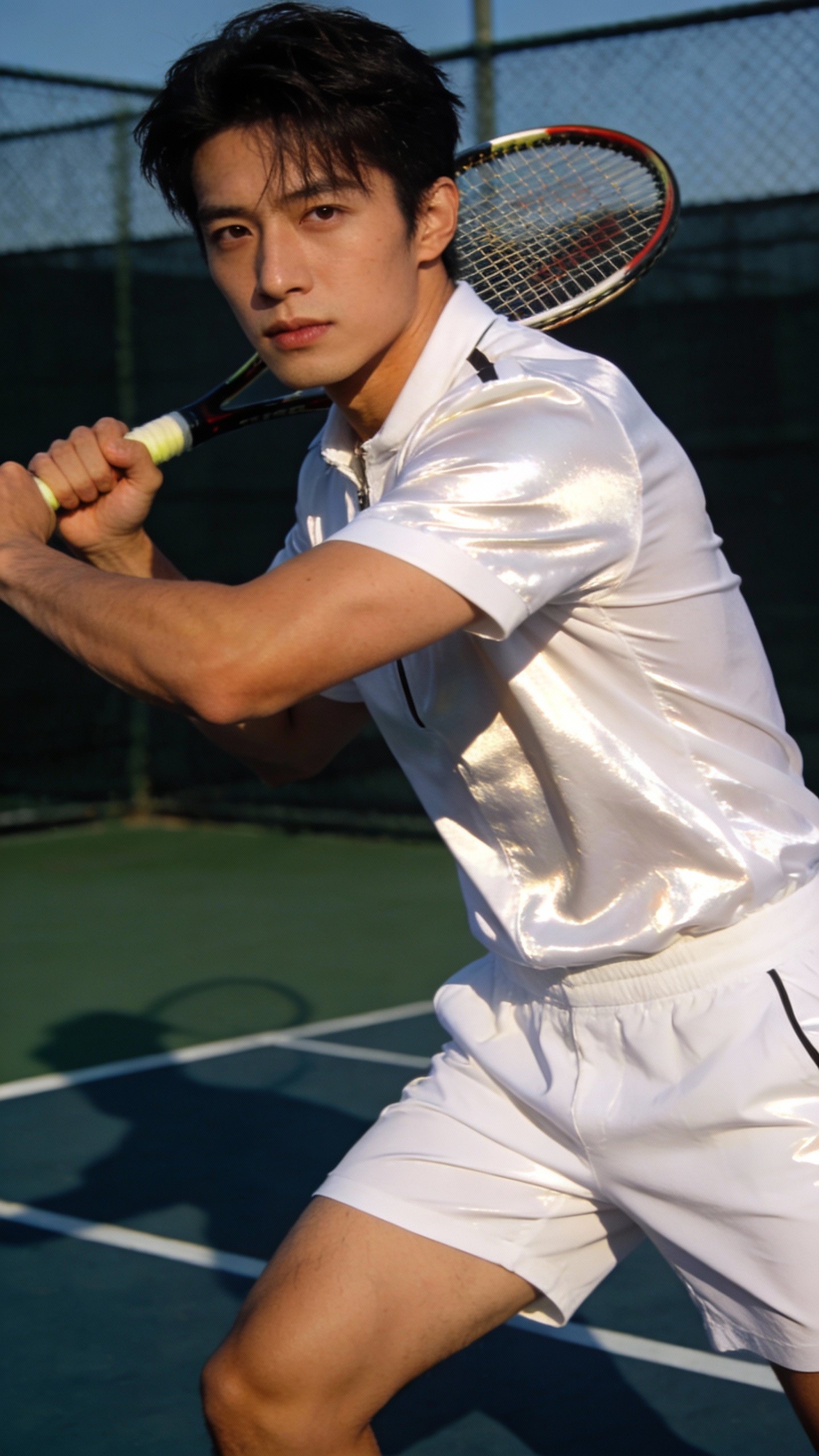 Young Tennis Player in Ready Position
