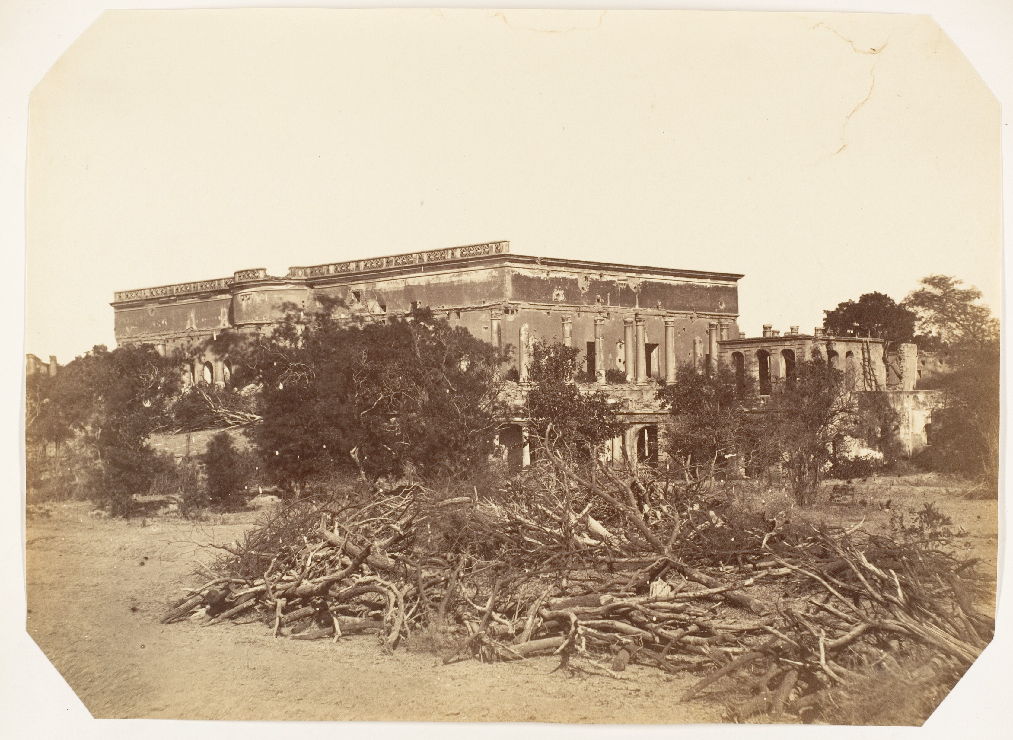 Ruined Historic Building in Old Photo
