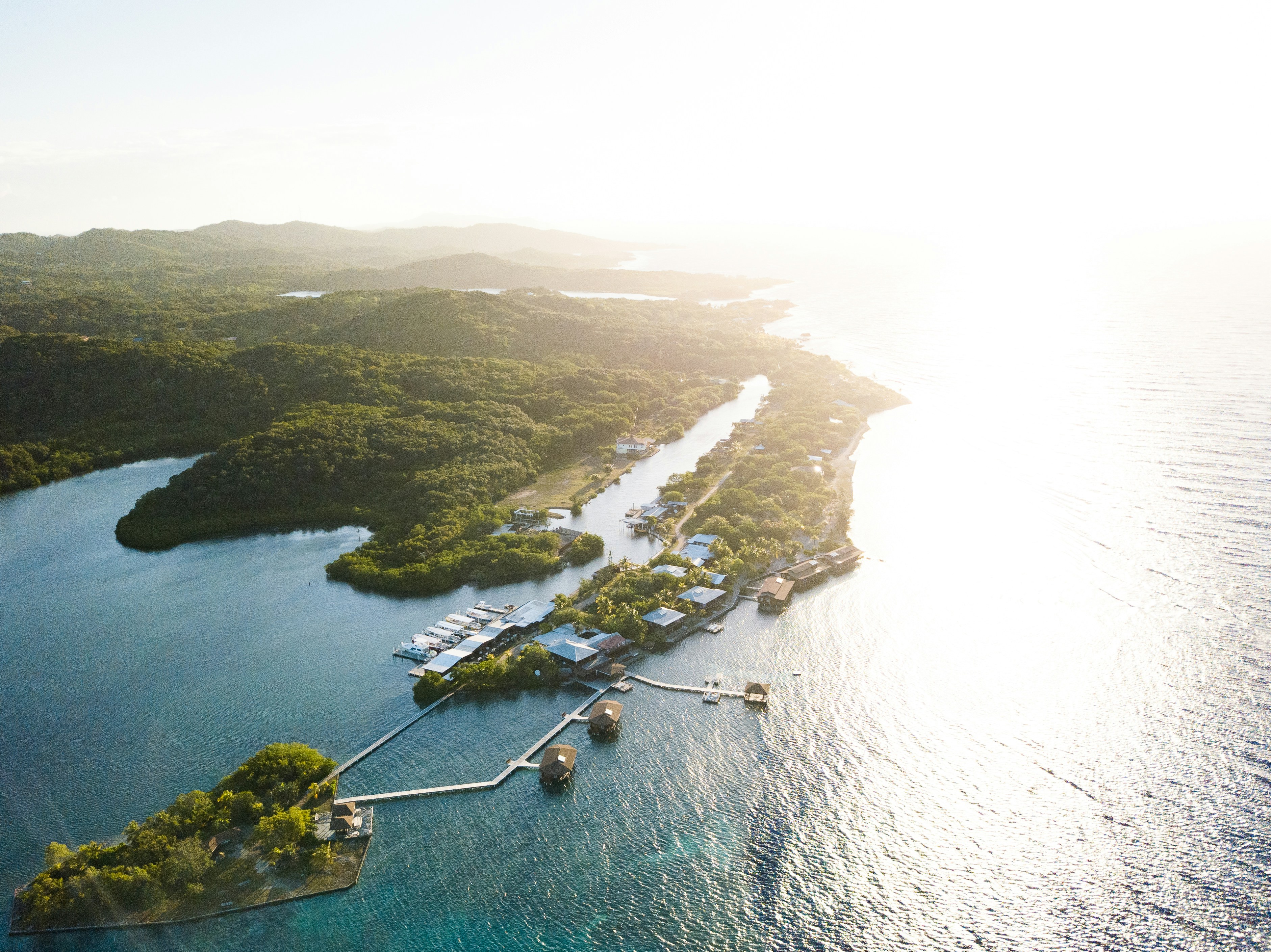 Aerial View of Coastal Island Resort