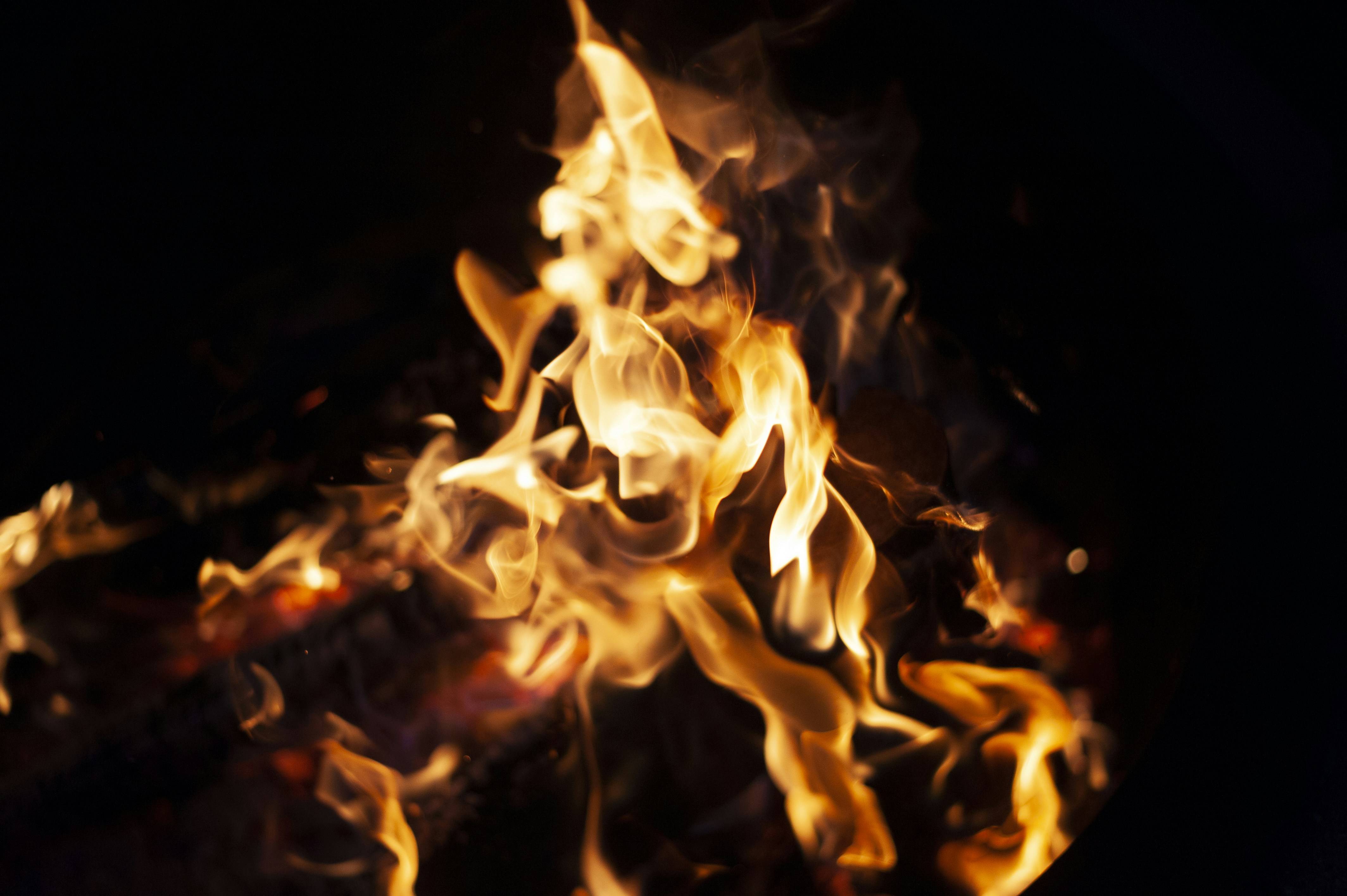 Burning Flames on Black Background