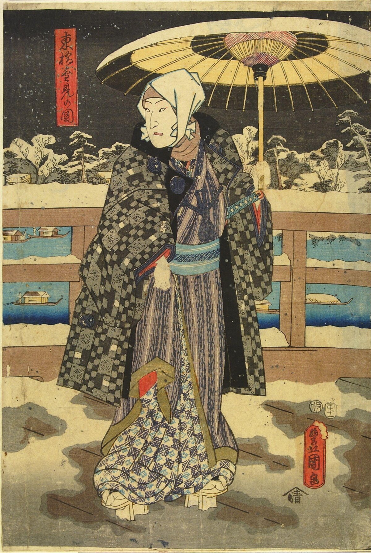 Ukiyo-e Kabuki Actor in Snow