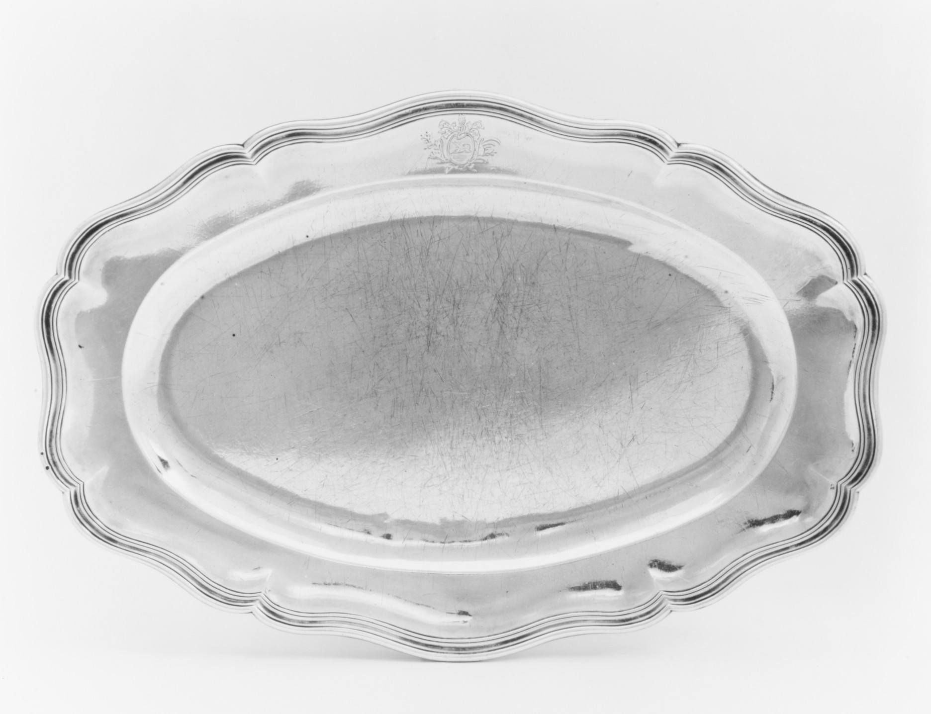 Antique Engraved Silver Oval Platter