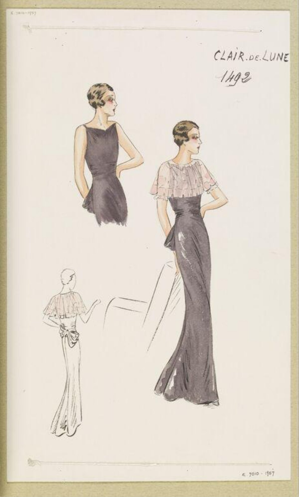 Vintage Evening Gown Fashion Sketch