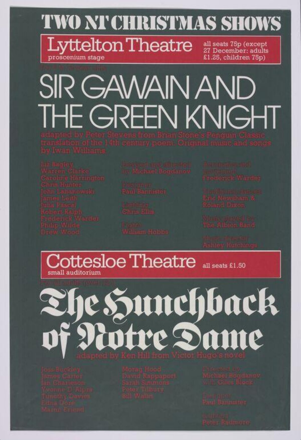 Poster for Two NT Christmas Theatre Shows