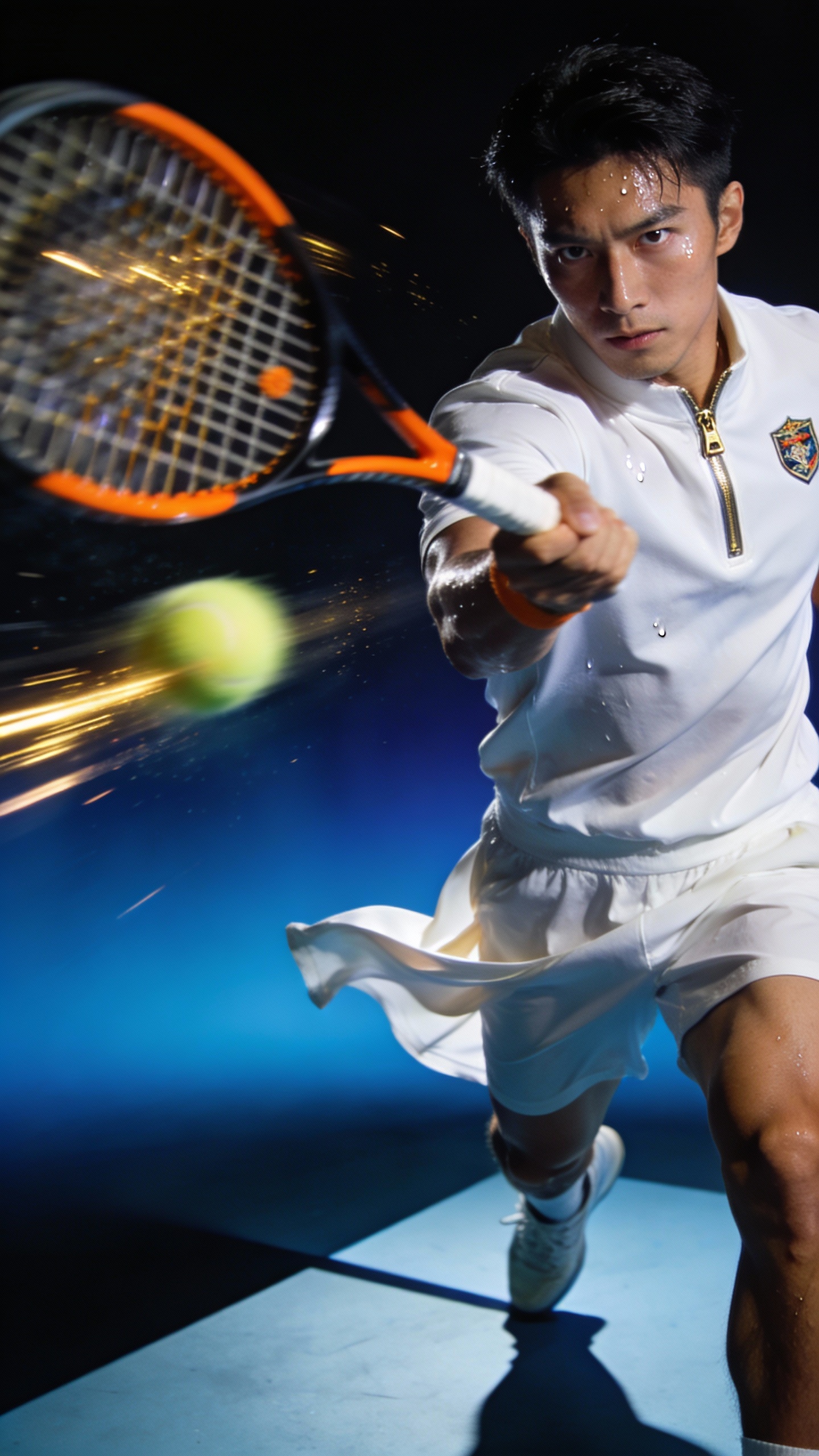 Male Tennis Player Hitting Tennis Ball