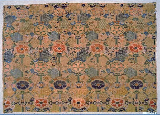 Ancient Floral Pattern Brocade Textile