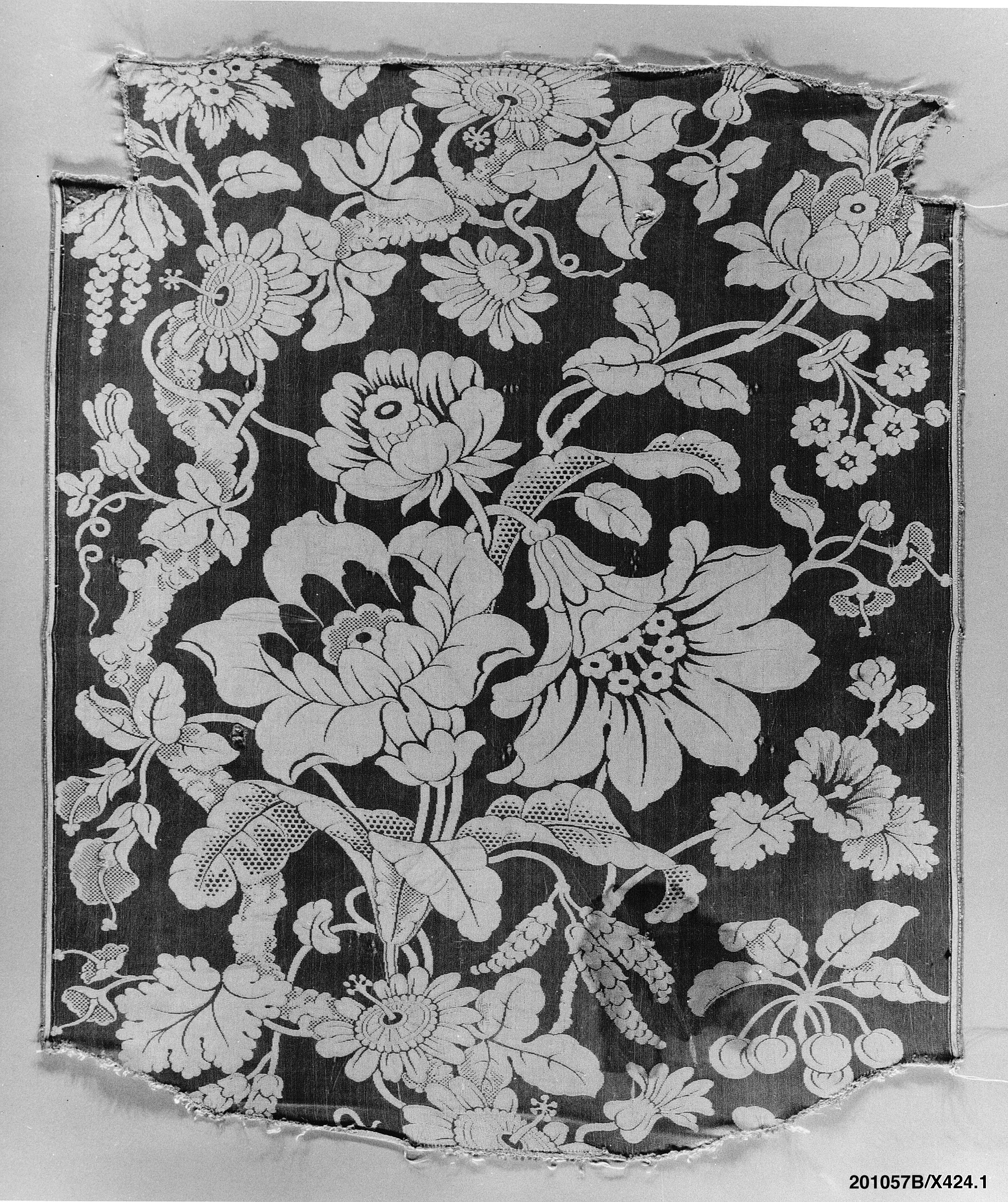 Antique Floral Pattern Textile Fragment