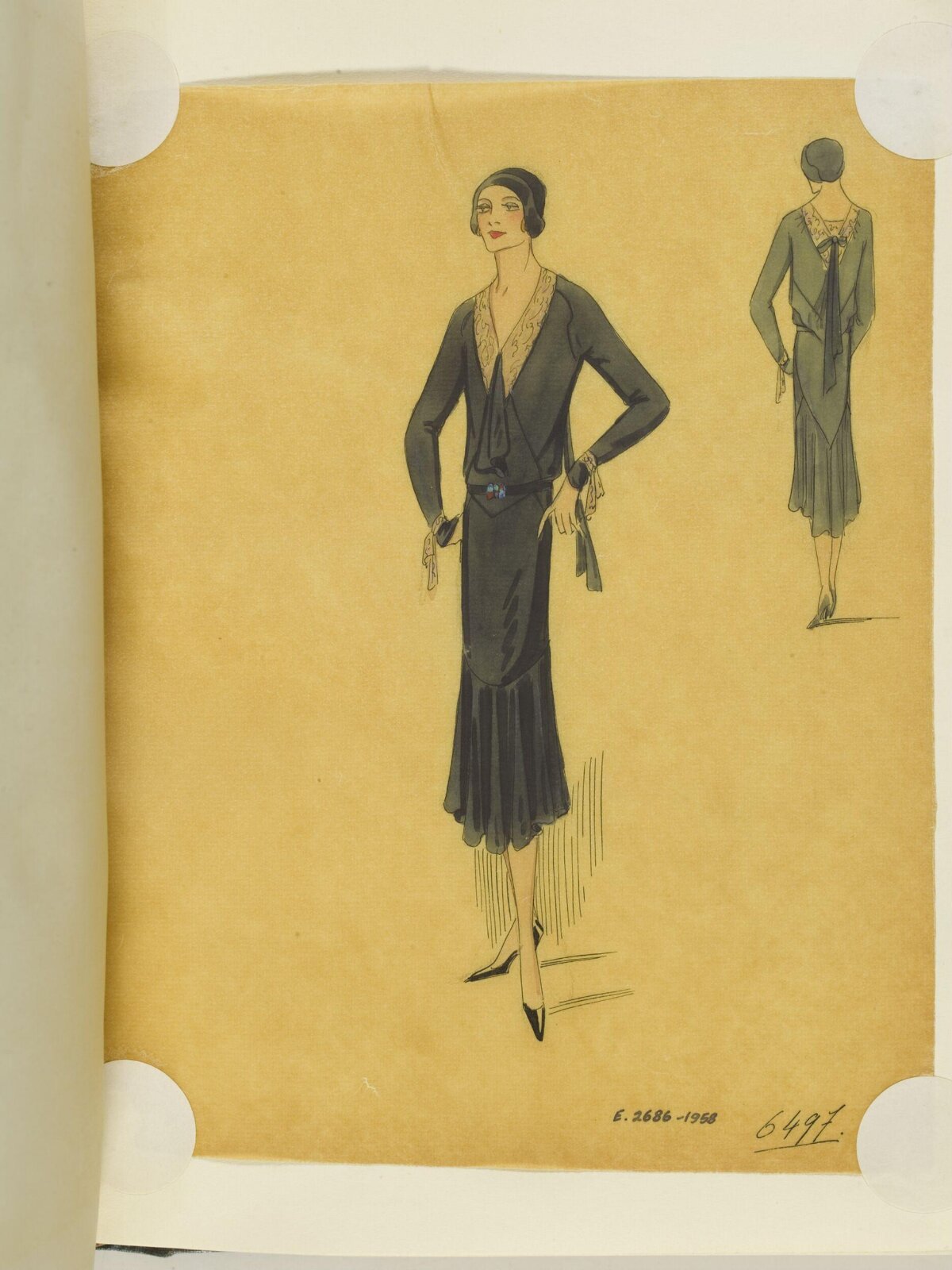 1920s Women's Dress Fashion Sketch