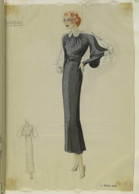 Vintage Evening Gown Fashion Sketch