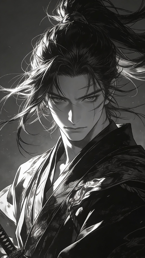 Monochrome Samurai Portrait