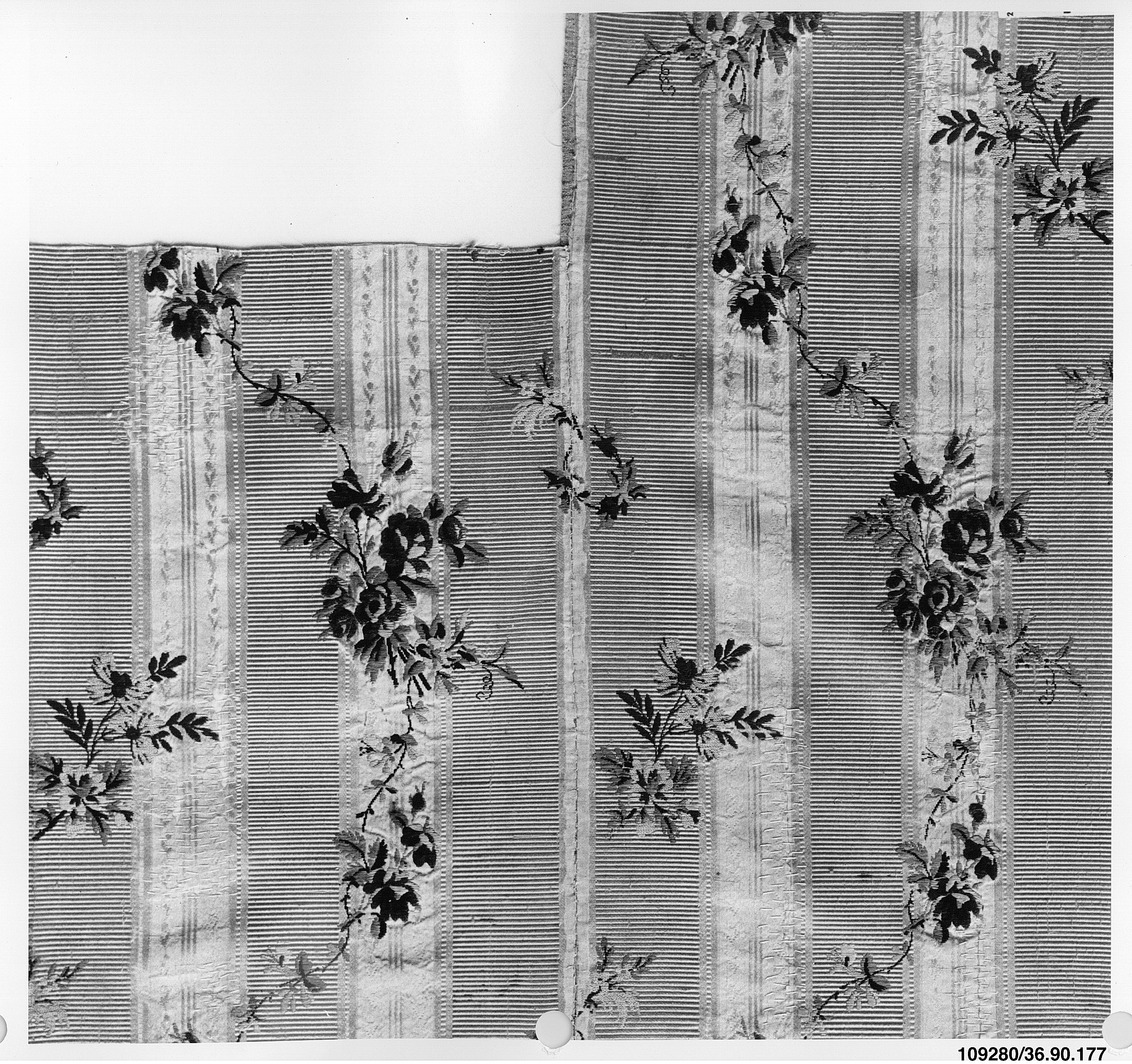 Vintage Floral Striped Textile Fragment