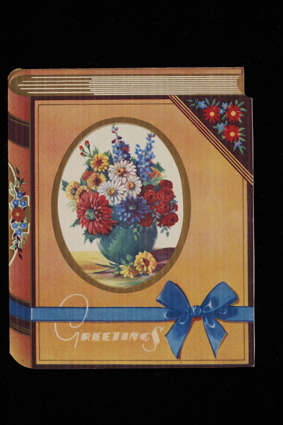 Vintage Book-shaped Flower Greeting Card
