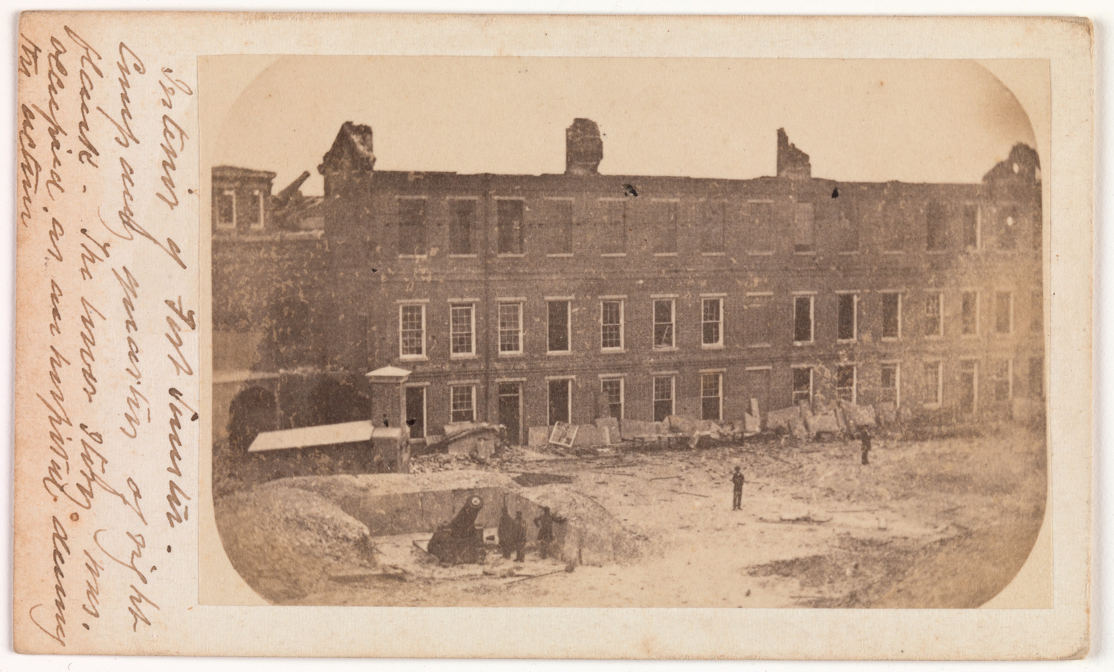 Damaged Brick Building After Bombardment