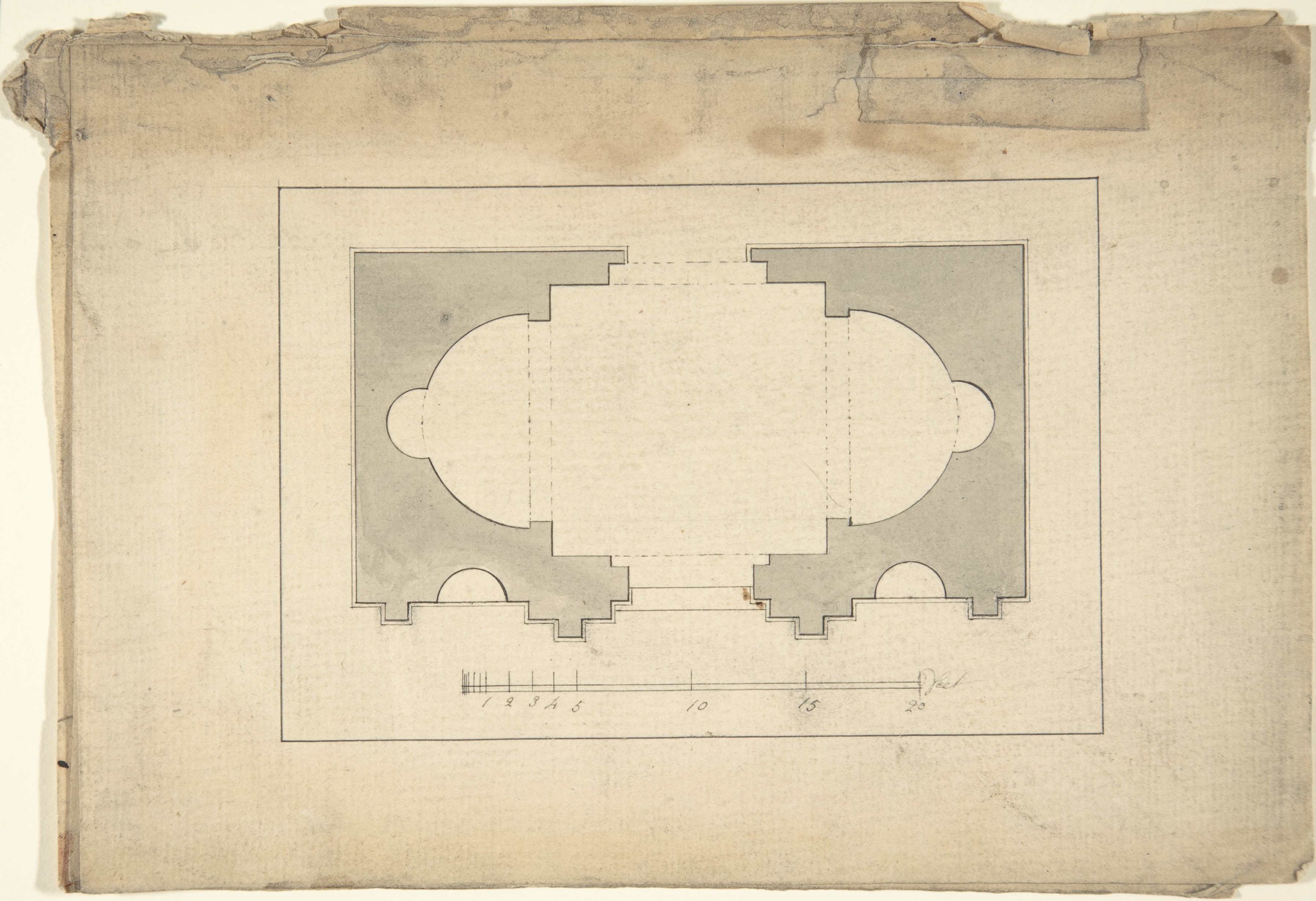 Antique Architectural Floor Plan Drawing