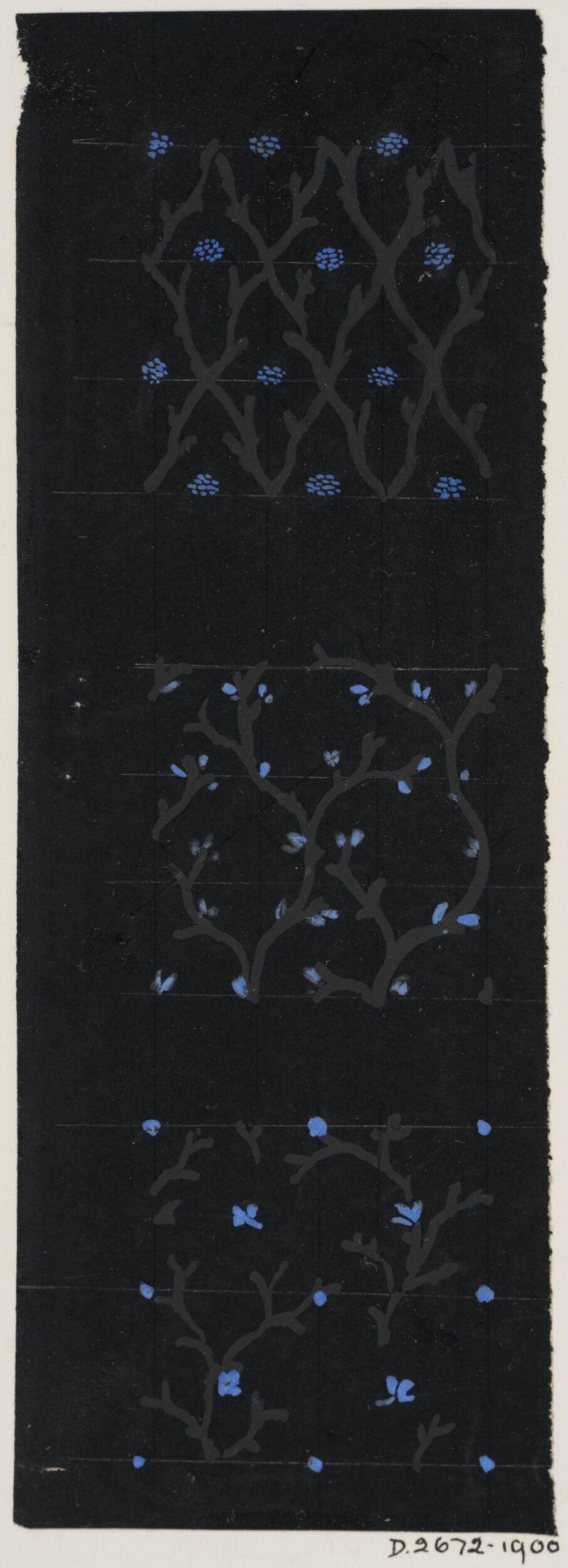 Black Blue Branch Textile Design