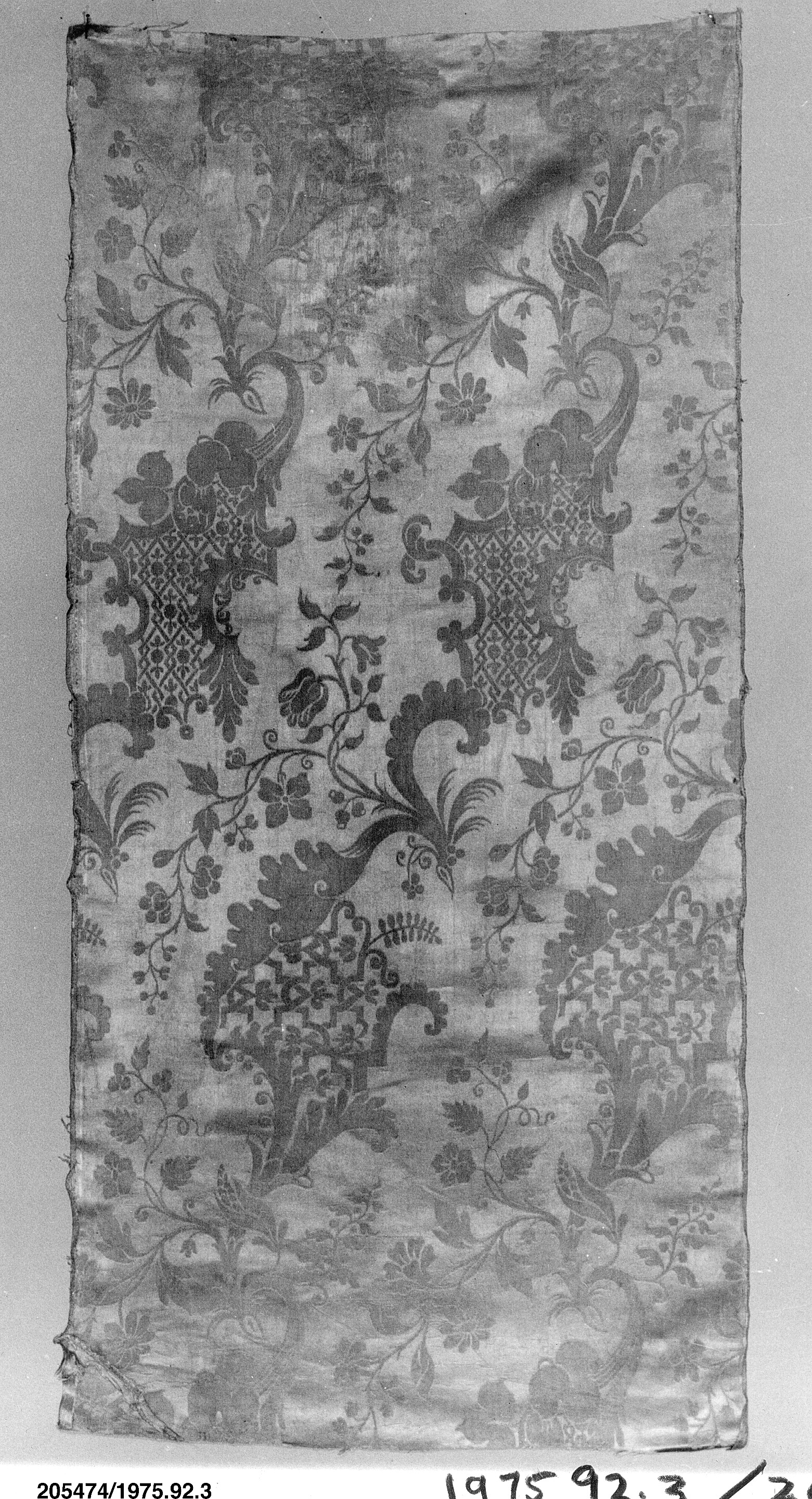 Antique Floral Patterned Silk Textile Fragment