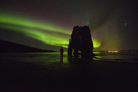 Northern Lights Over Coastal Rock