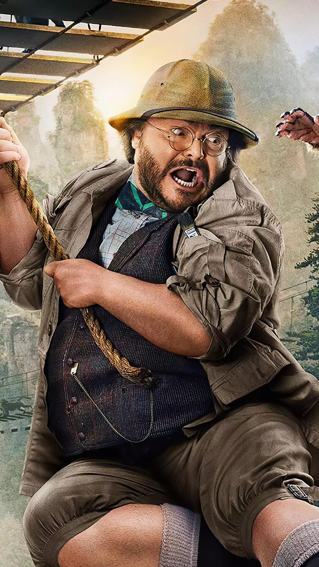 Panicked Jack Black on Jungle Bridge