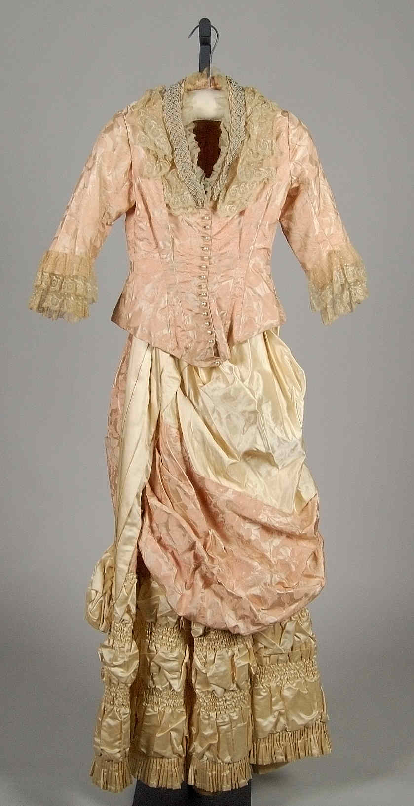 Vintage Pink and Cream Bustle Gown