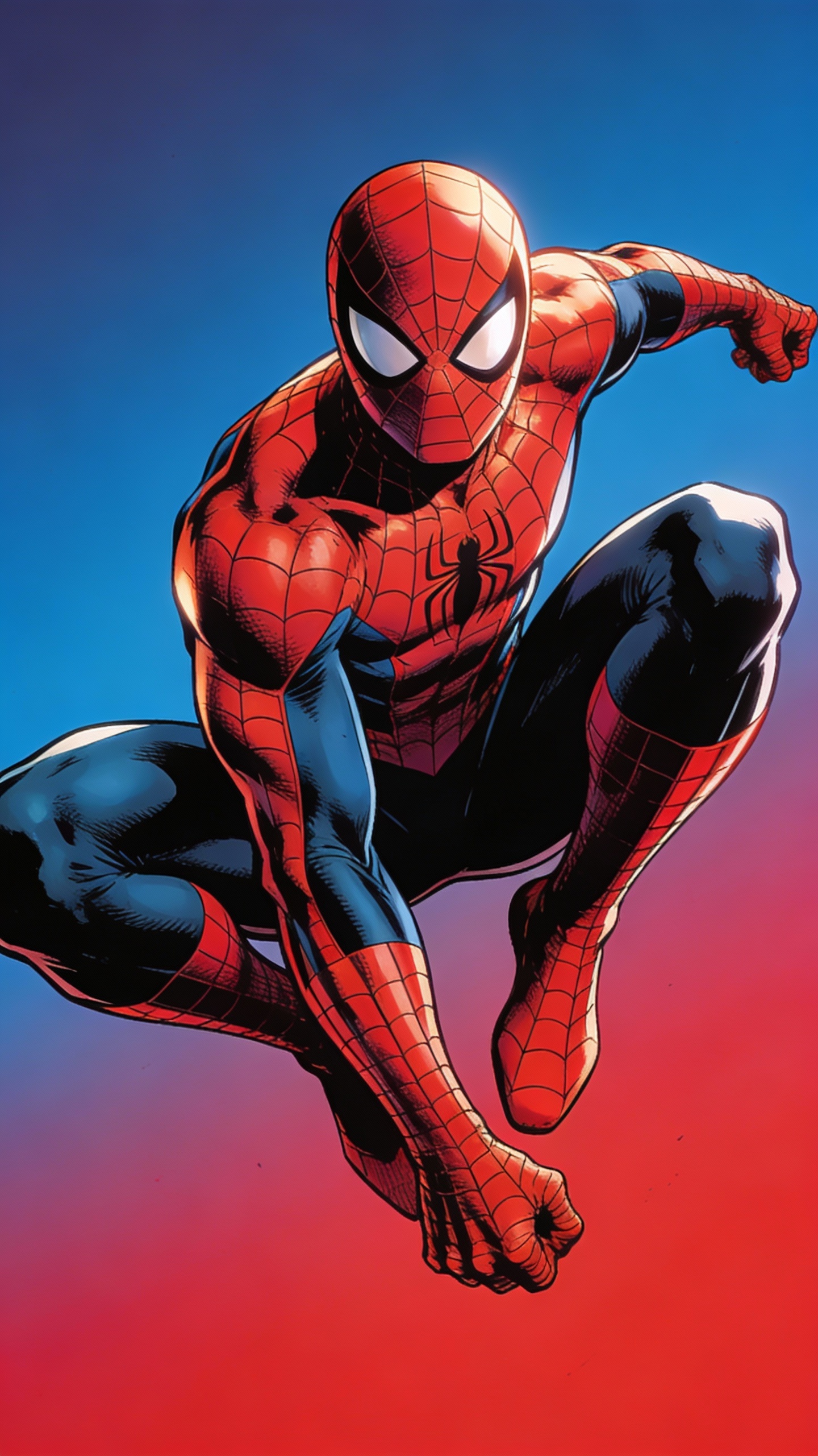 Classic Crouching Spider-Man Comic Art