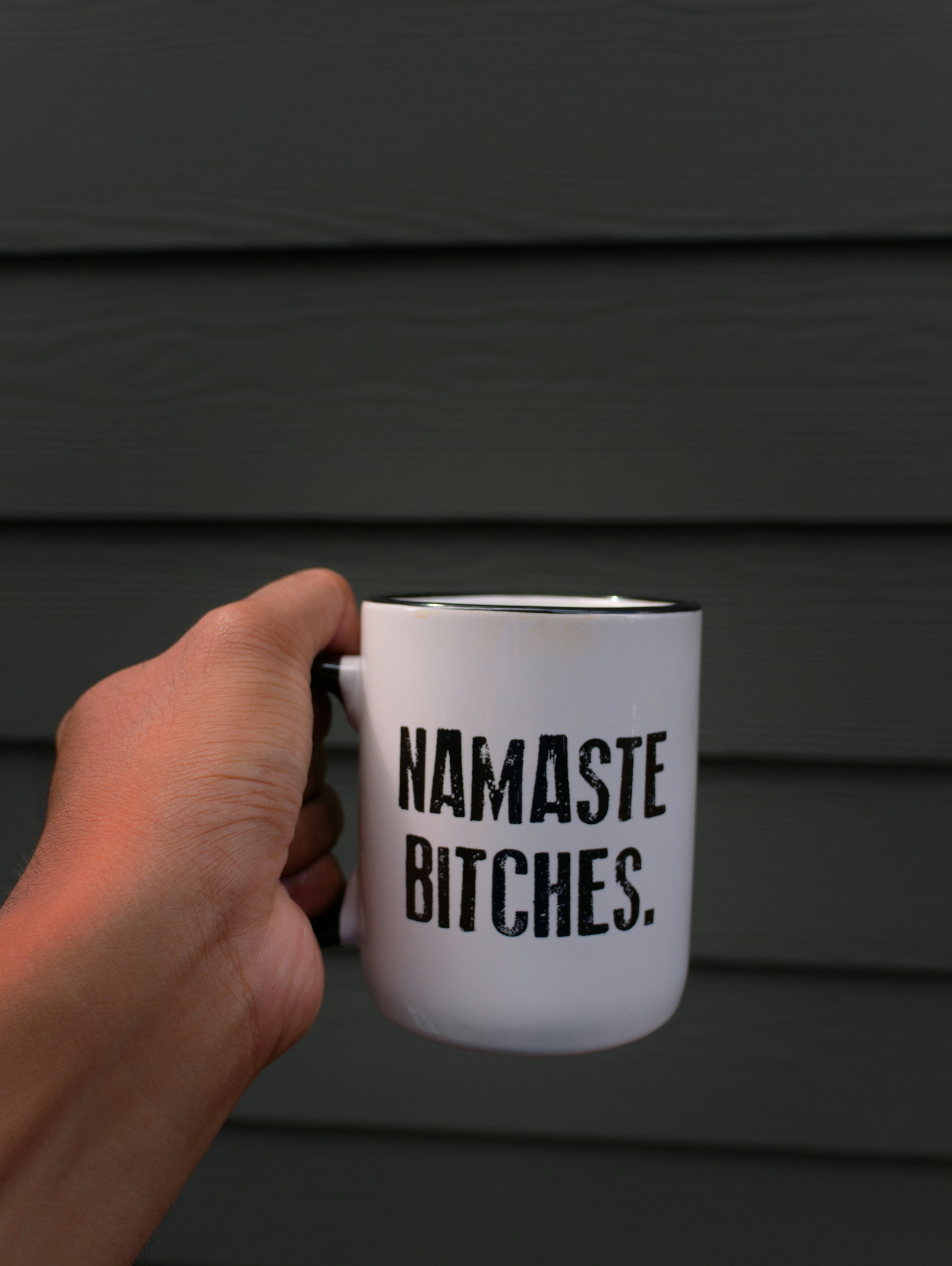 Hand Holding Funny Namaste Coffee Mug