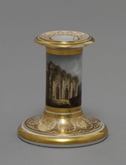 Gilded Painted Porcelain Candlestick