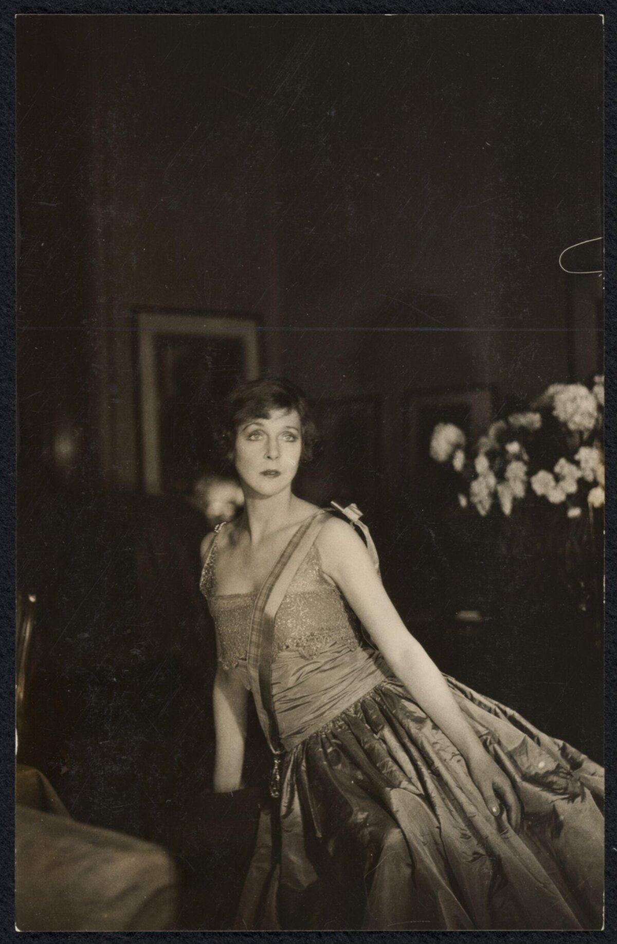 Vintage Portrait of Woman in Evening Gown