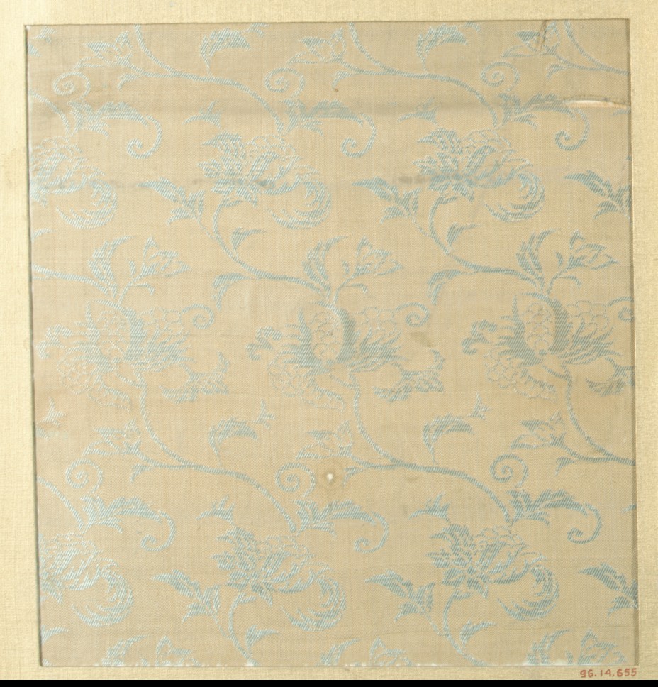 Light Blue Floral Pattern Silk Textile