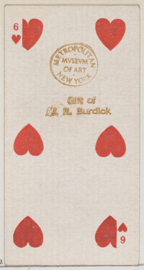 Antique Six of Hearts Playing Card